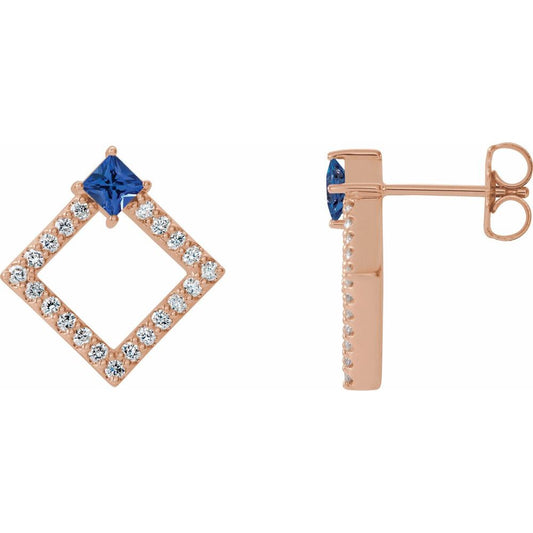 14k Rose Gold Natural Tanzanite & 1/3 CTW Natural Diamond Earrings