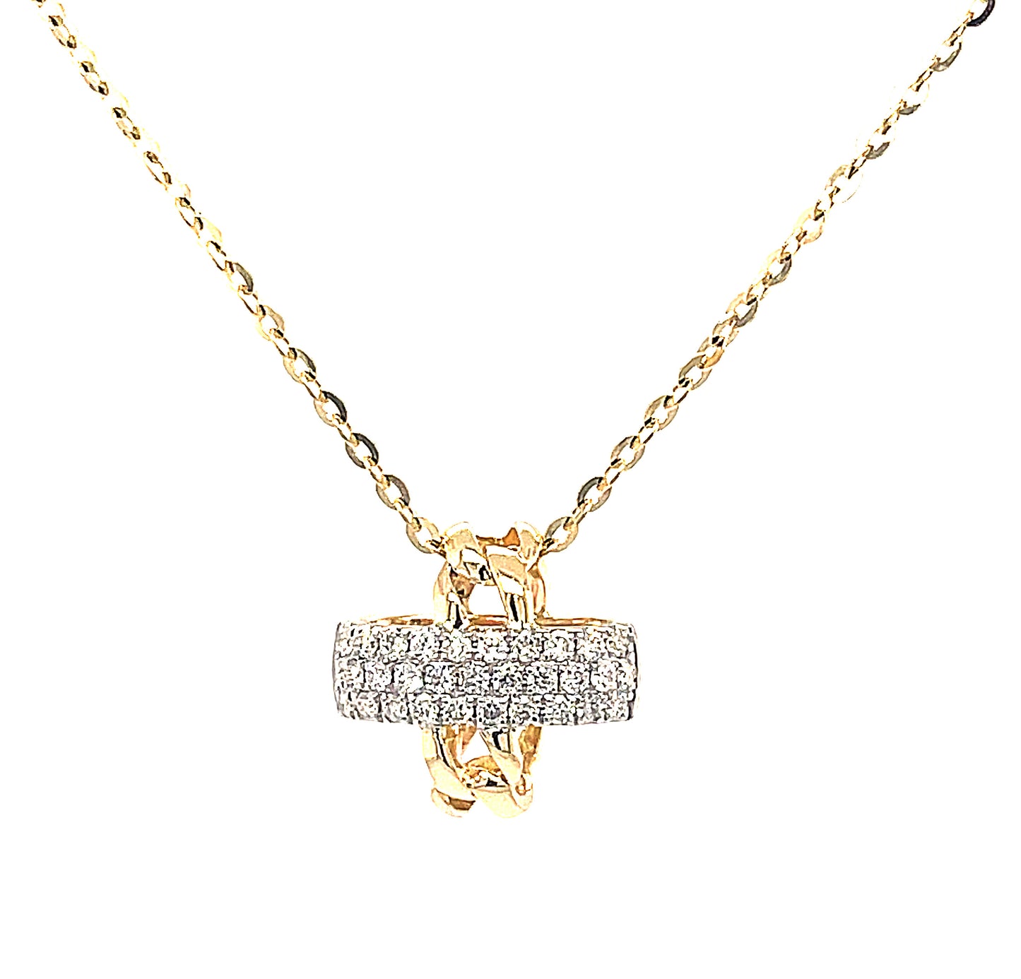 14K Yellow Gold 0.23ct TDW White Diamond Pendant Necklace