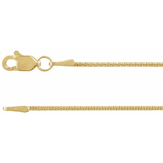 14K Yellow or Rose Gold 1 mm Rounded Box Chain