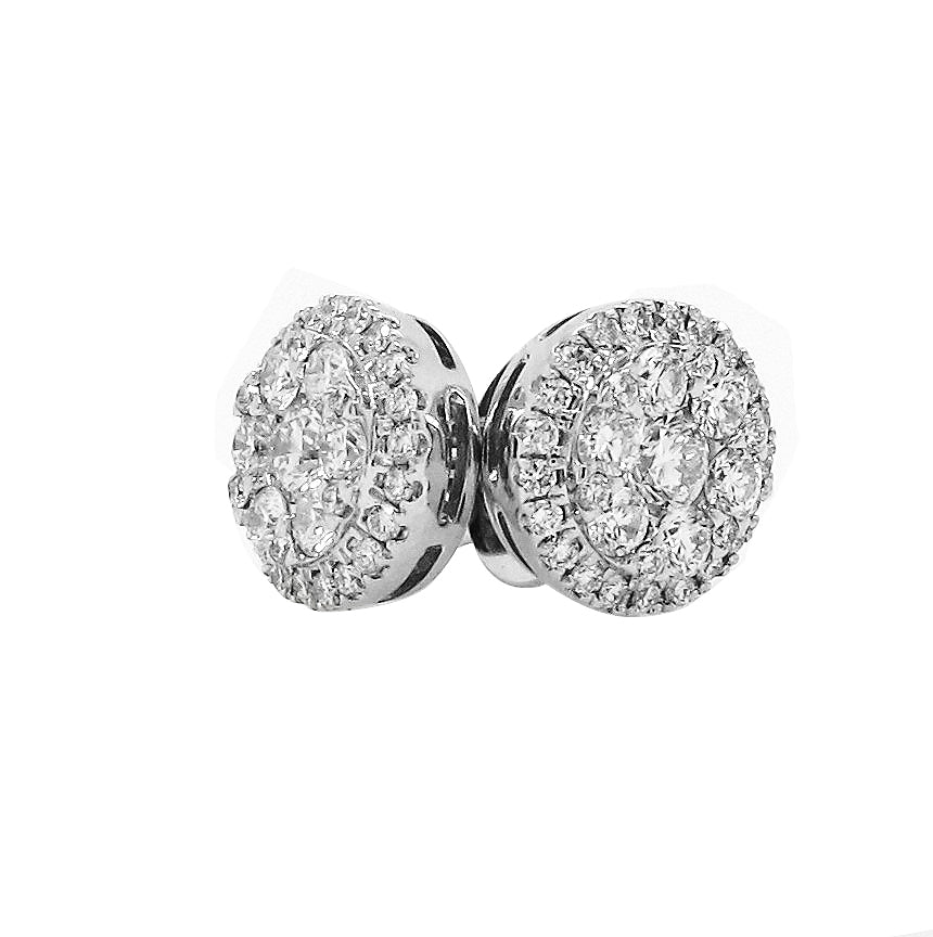 18k White Gold 5/8ct TDW White Diamond Round Cluster Stud Earrings