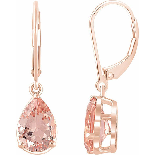 14k Rose Gold Natural Pink Morganite Earrings