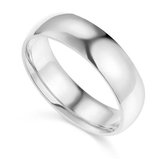 14k White Gold 6mm Comfort-fit Polished Wedding Band