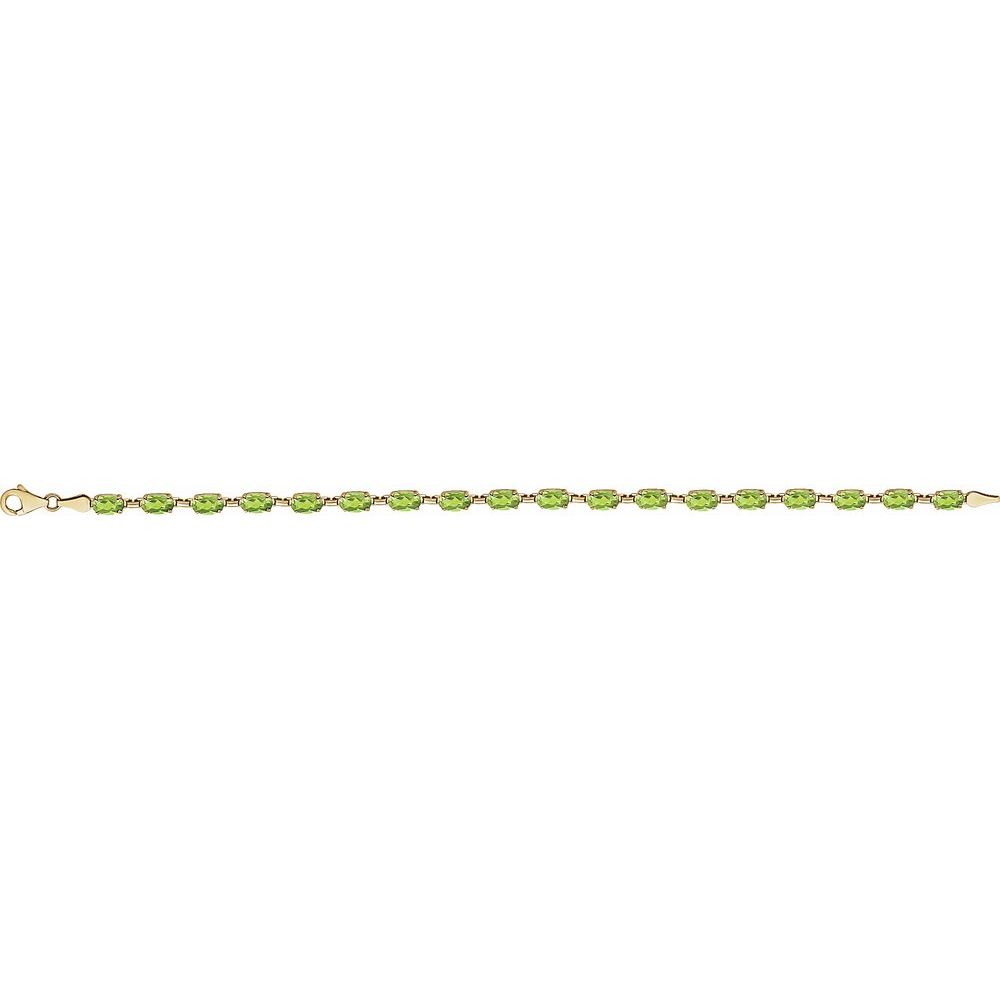 14k Yellow Gold Natural Peridot 7.25" Bracelet