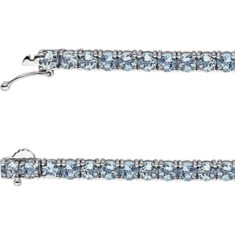 14k White Gold Natural Sky Blue Topaz 7 1/4" Line Bracelet