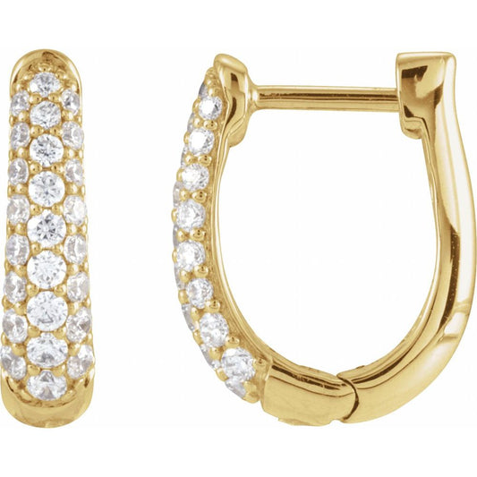 14K Yellow Gold 1/2 CTW Natural Diamond Hoop Earrings