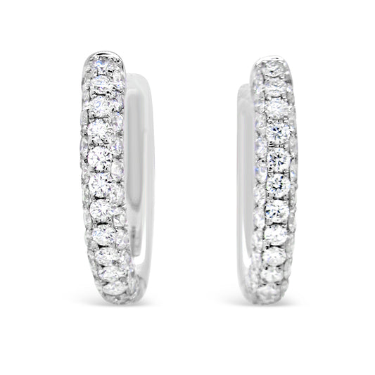 18k White Gold 1.04ct TDW White Diamond Hoop Earrings