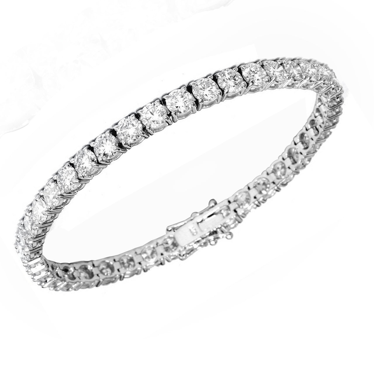 14k White Gold 12ct Lab-created White Diamond 7-inch Tennis Bracelet