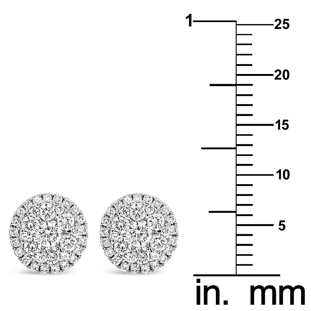 18k White Gold 5/8ct TDW White Diamond Round Cluster Stud Earrings