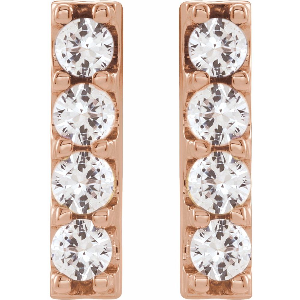 14k Rose Gold 1/2 CTW Lab-Grown Diamond Bar Earrings