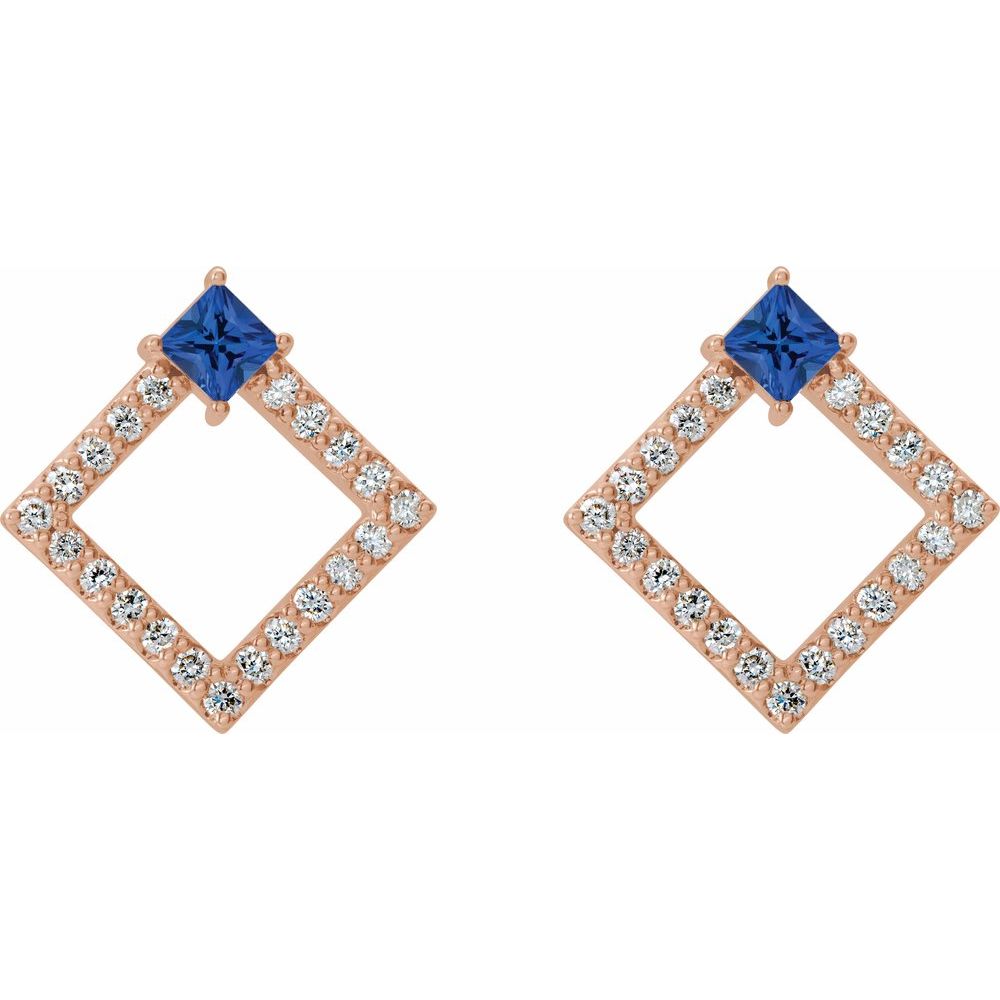 14k Rose Gold Natural Tanzanite & 1/3 CTW Natural Diamond Earrings