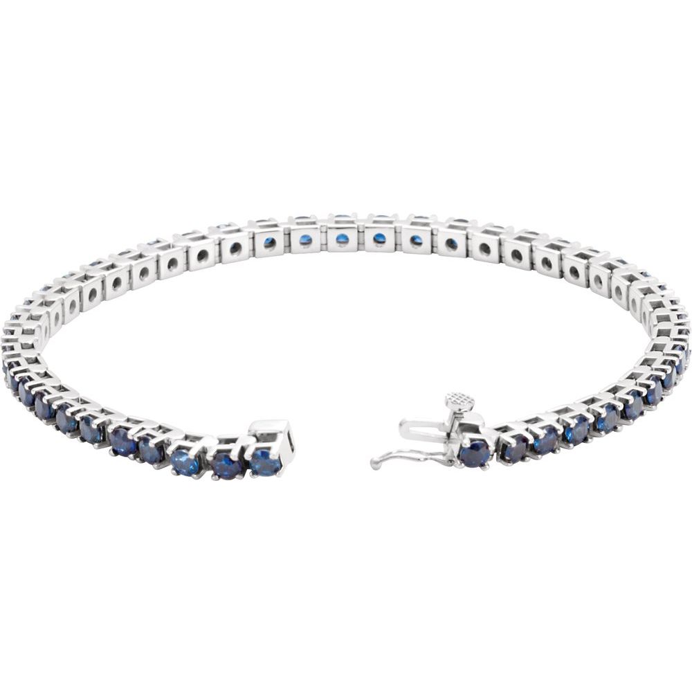 14k White Gold Natural Blue Sapphire Line 7" Bracelet