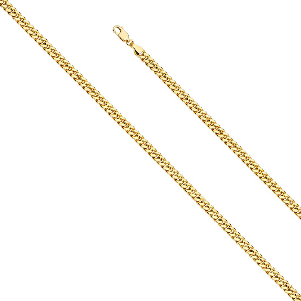 14k Yellow Gold 4.5mm Hollow Miami Cuban Unisex Chain Necklace