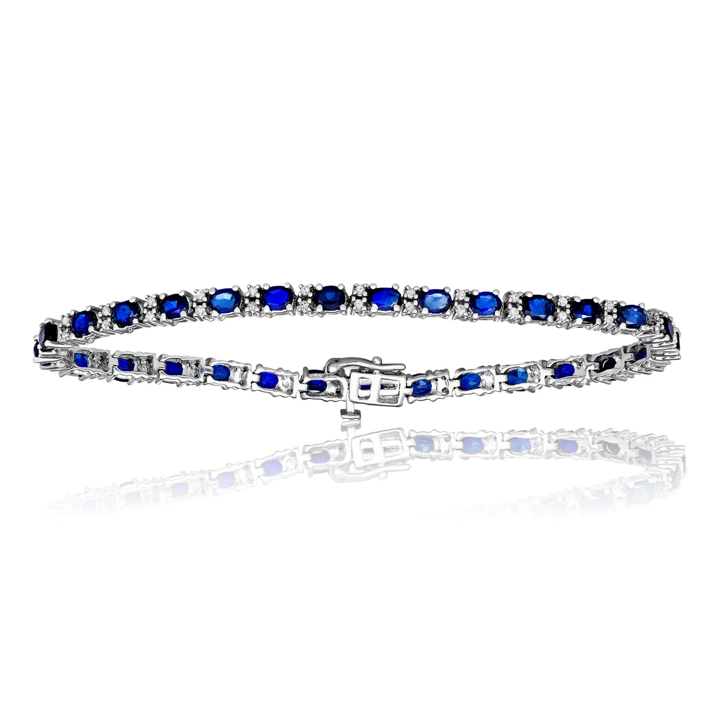 Sterling Silver 0.50ct TGW Blue Sapphire 8-inch Link Bracelet