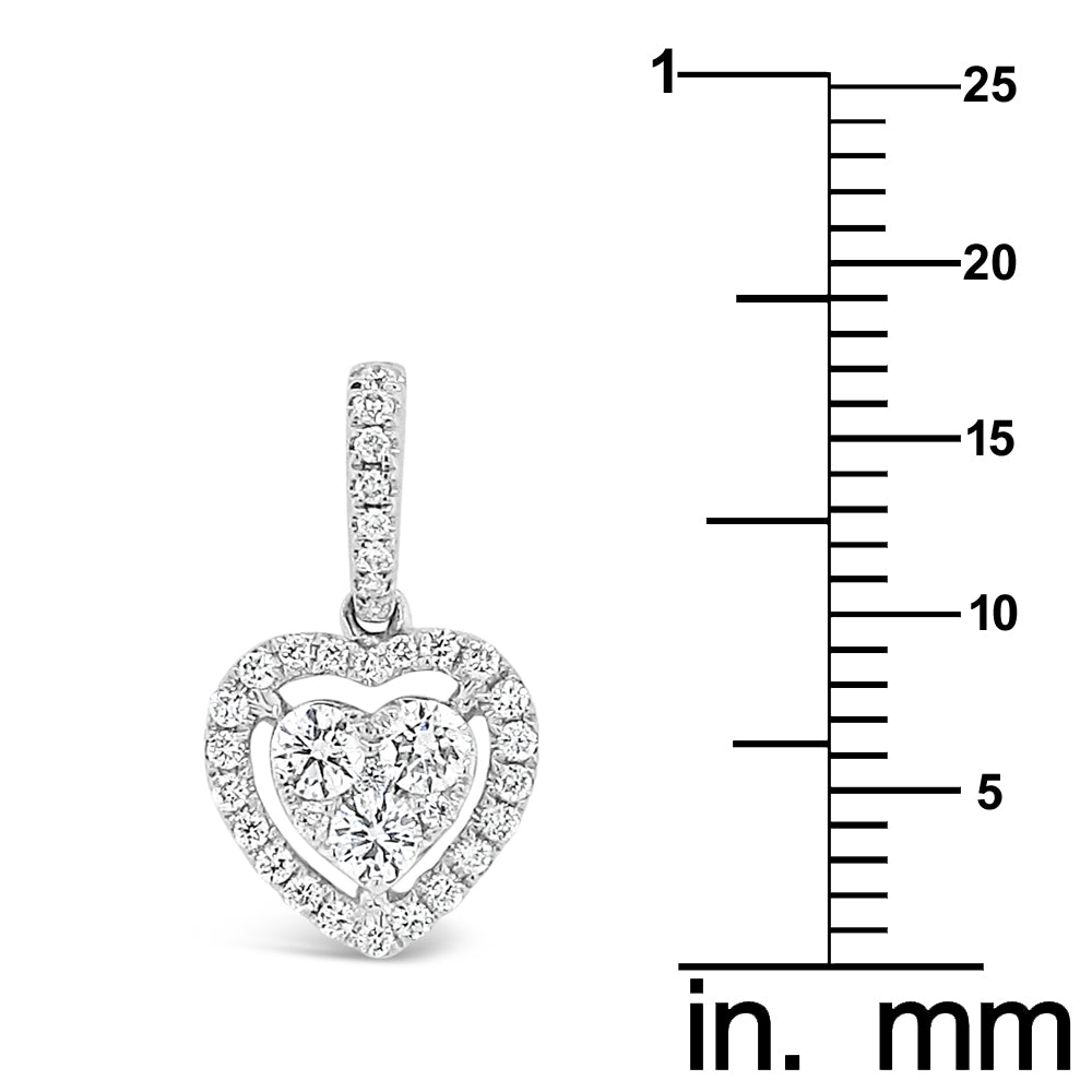 18k White Gold 1/3ct TDW White Diamond Heart Cluster Pendant Necklace