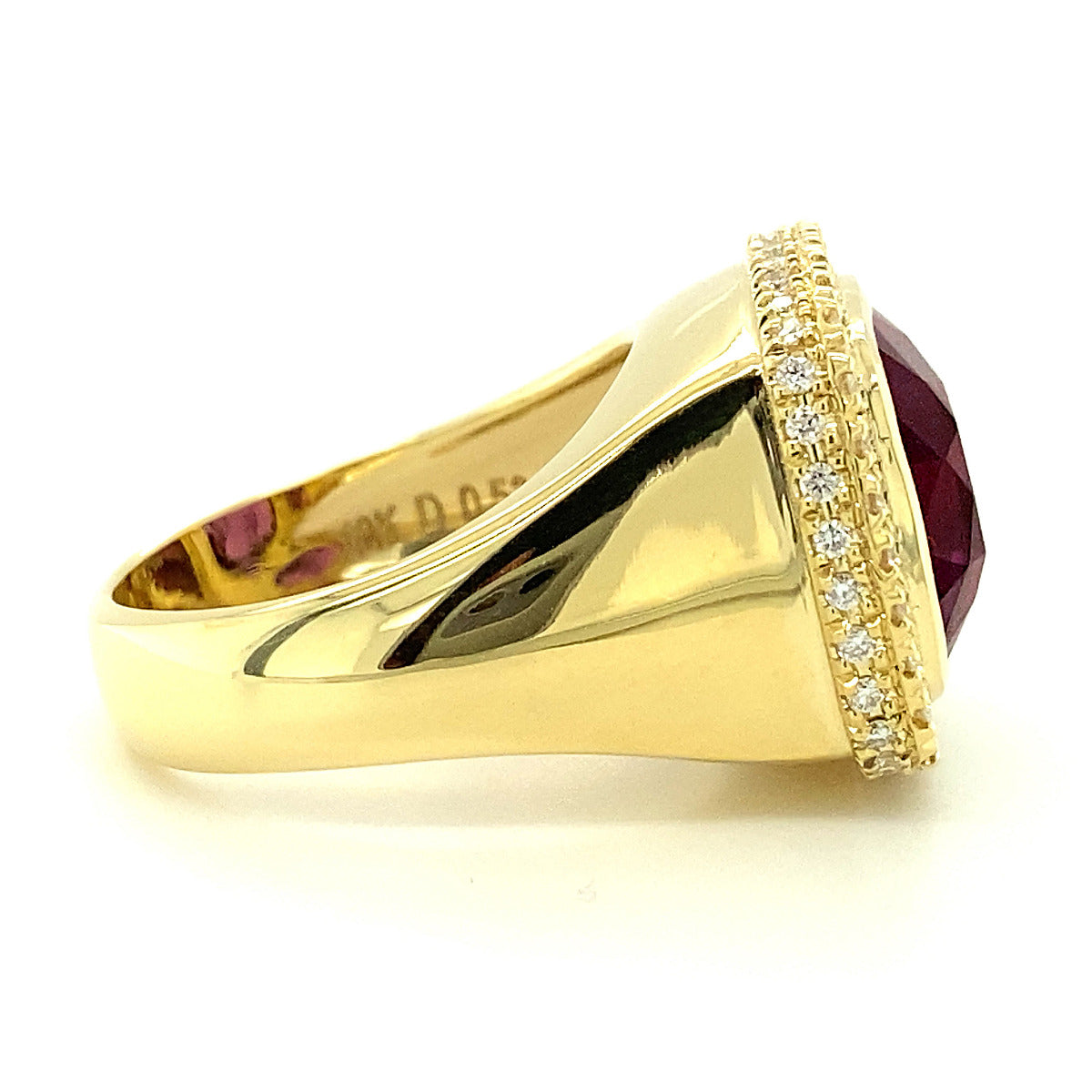 18K Yellow Gold 11.53ct TGW Purple Garnet and Diamond One-of-a-Kind Ring