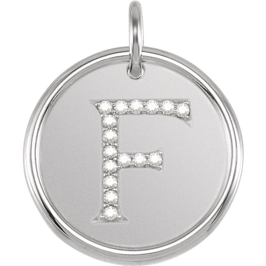 14K White Gold 0.08CTW White Diamond Initial F Pendant