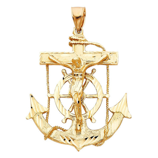 14k Yellow Gold Large Mariner's Cross Pendant