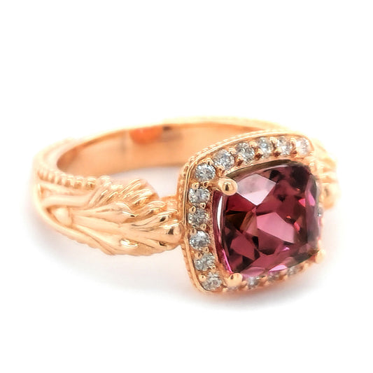 18K Rose Gold 3.89ct TGW Purple Rhodolite Garnet and Diamond One-of-a-Kind Ring