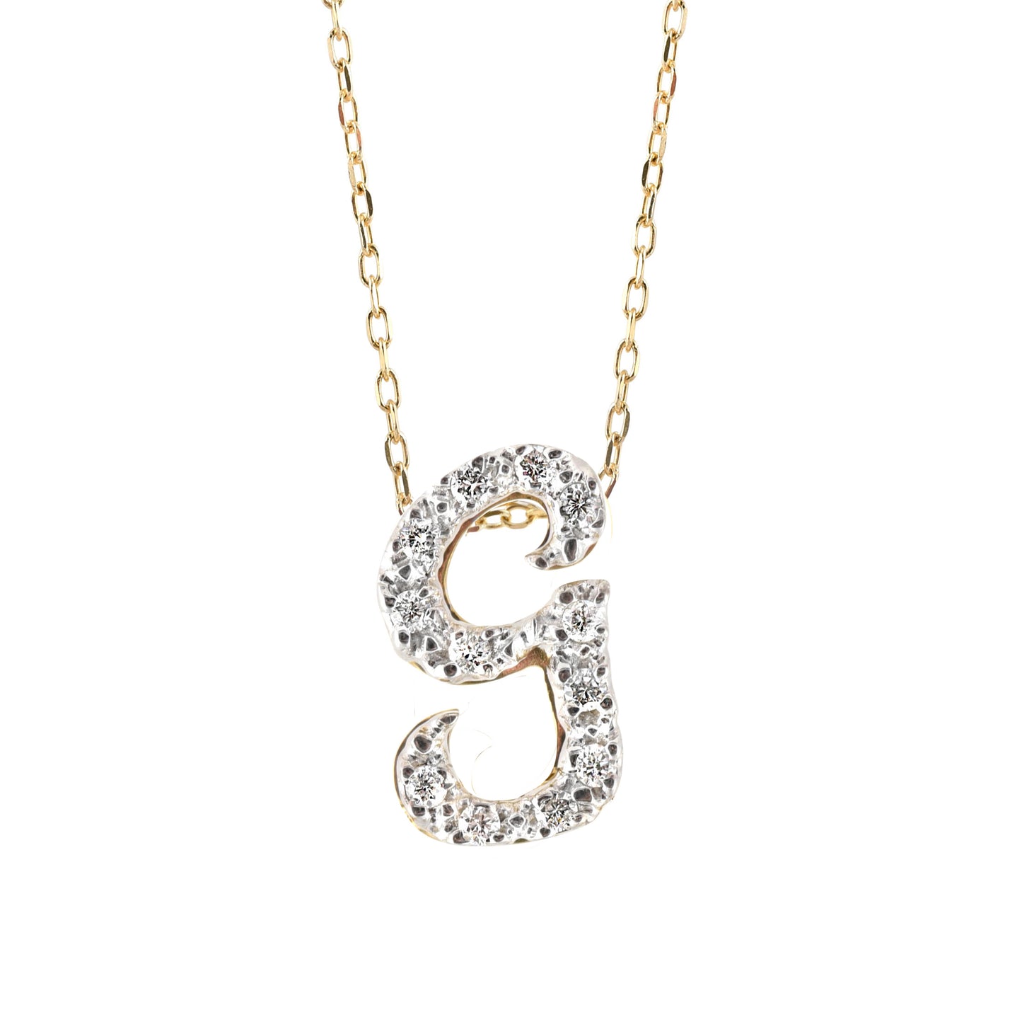 14K White and Yellow Gold 0.14ct TDW White Diamond Letter G Initial Pendant Necklace