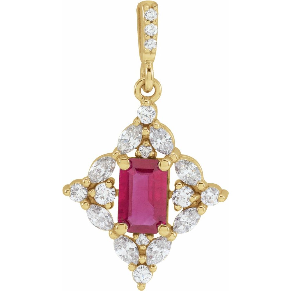 14k Yellow Gold Natural Ruby & 1/3 CTW Natural Diamond Pendant