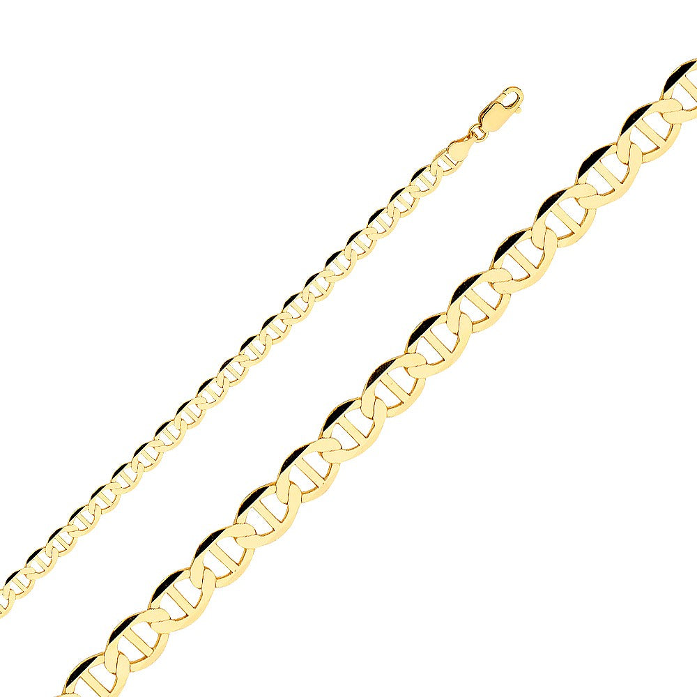 14k Yellow Gold 5.5mm Wide Flat Mariner Unisex Chain Necklace