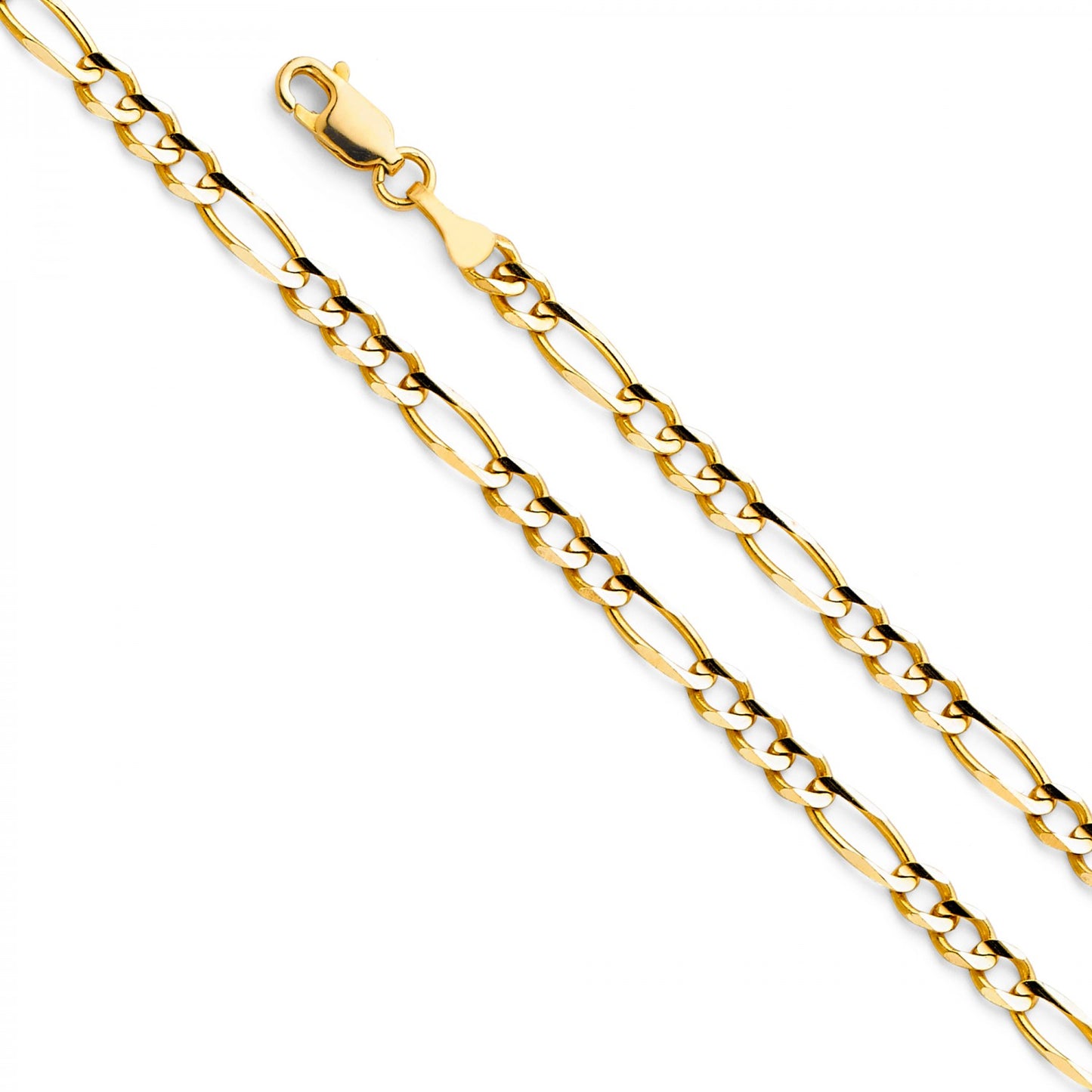 14k Yellow Gold 4mm Regular Concave 3+1 Figaro Chain