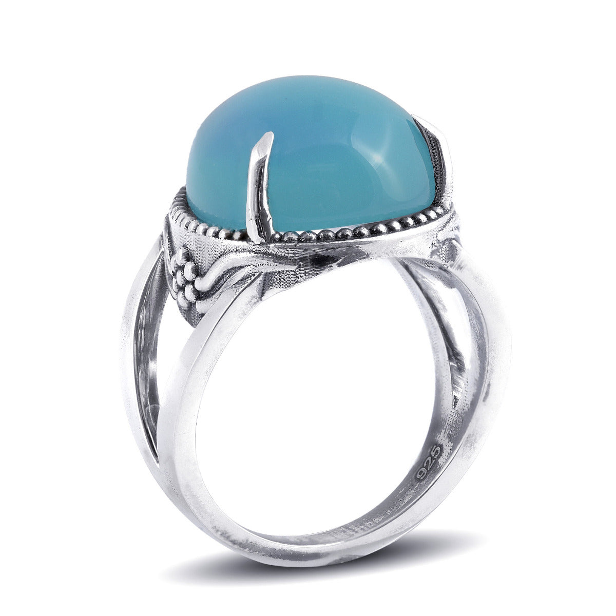 Sterling Silver Paraiba Color 11.76ct TGW Pear-shape Agate One of a Kind Ring