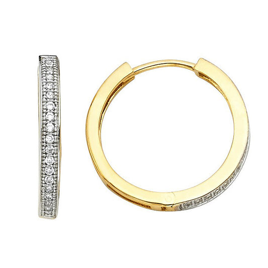 14k Two-tone Gold Cubic Zirconia 17mm Hoop Earrings