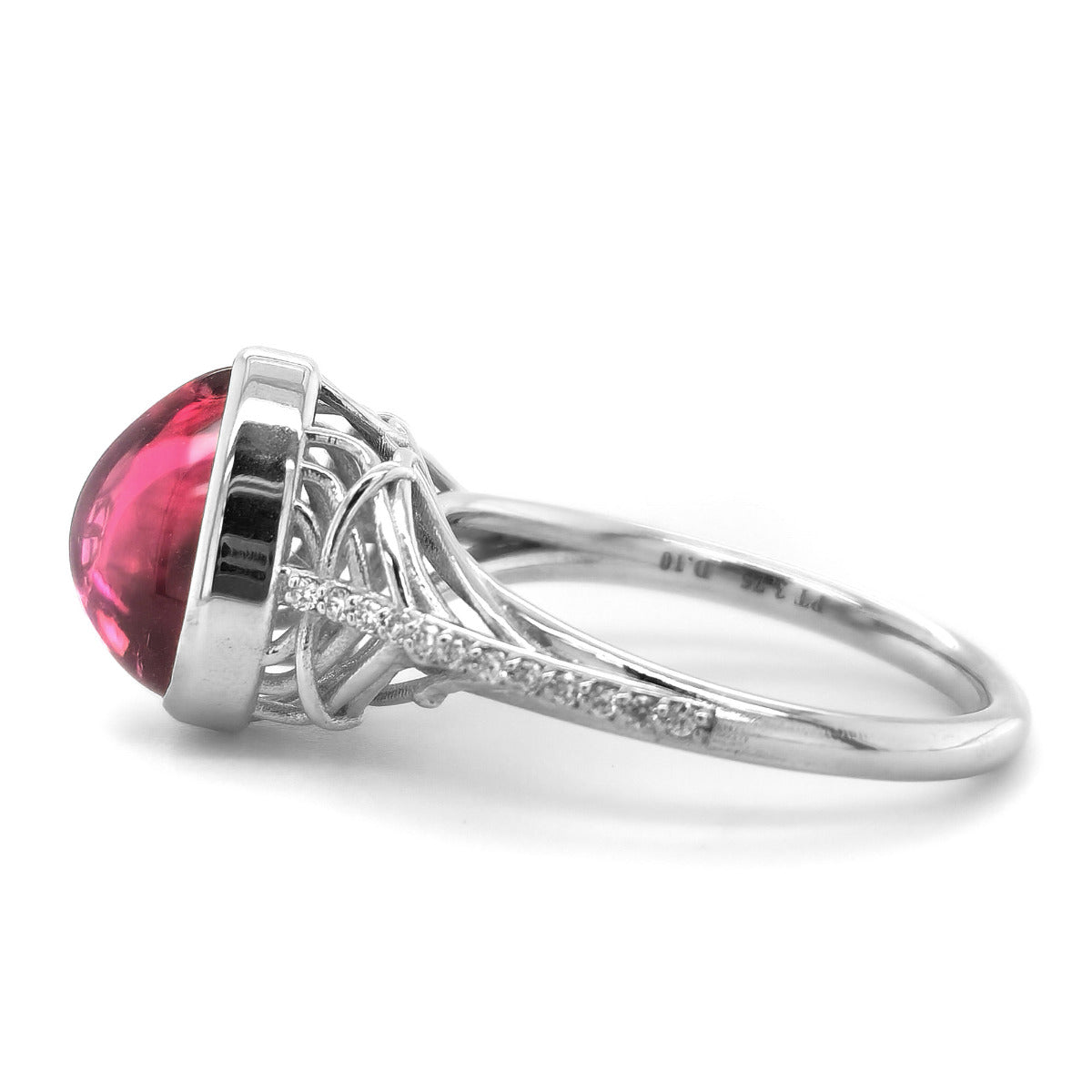 18k White Gold 3.85ct TGW Pear-cut Pink Tourmaline and Diamond One-of-a-Kind Ring