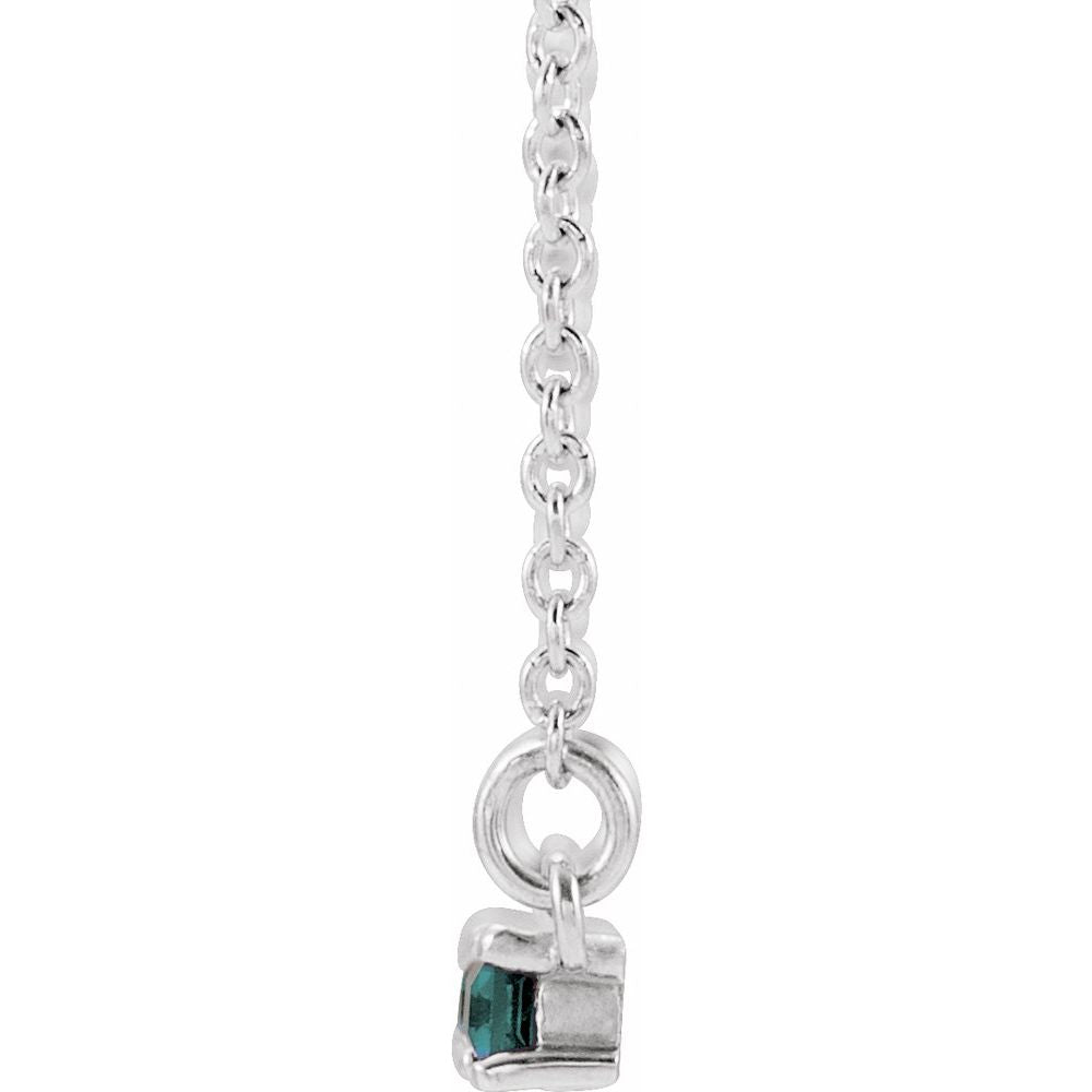 14k White Gold Lab-Grown Alexandrite & 1/6 CTW Natural Diamond Bar 16-18" Necklace