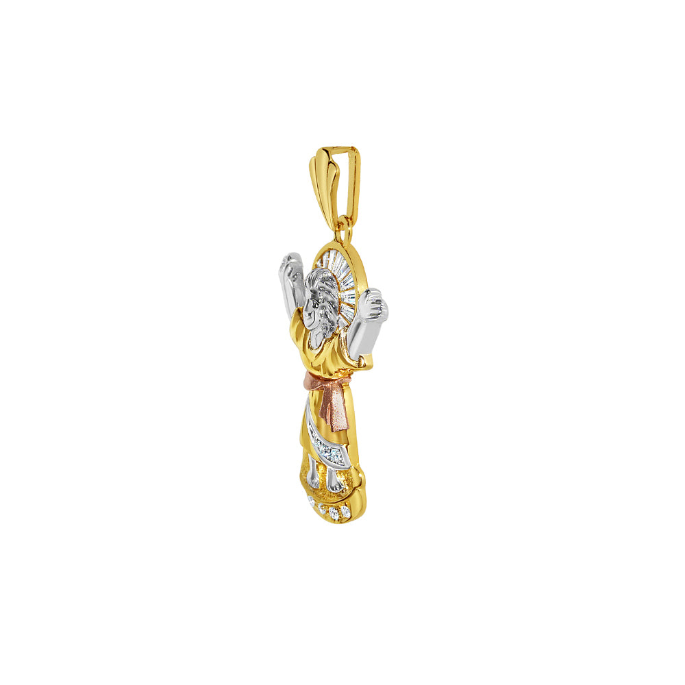 14k Yellow Gold Cubic Zirconia Divine Infant Jesus Pendant