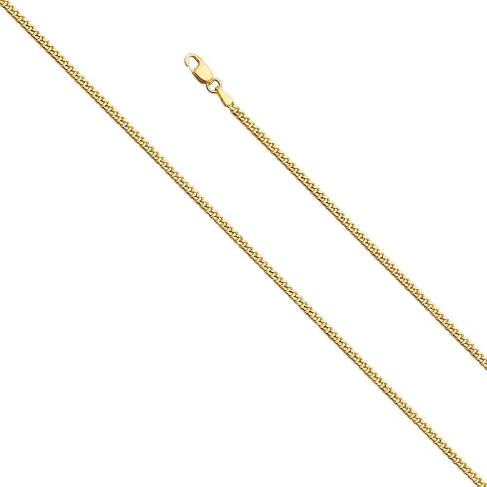 14k Yellow Gold 2.2mm Miami Cuban Unisex Chain Necklace