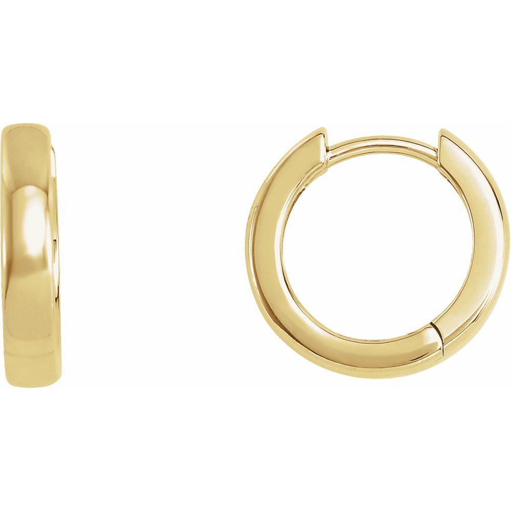 14K Yellow Gold 14 mm Hinged Hoop Earrings