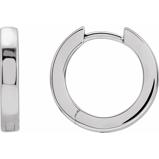 14K White Gold 16 mm Hinged Hoop Earrings