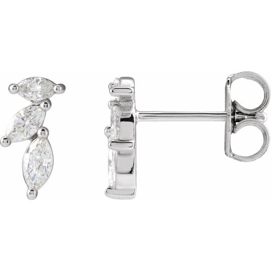 14K White Gold 1/3 CTW Natural Diamond Nature-Inspired Earrings