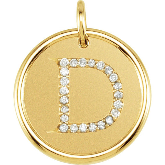 Unisex 14K Yellow Gold 1/8 CTW White Diamond Initial D Pendant