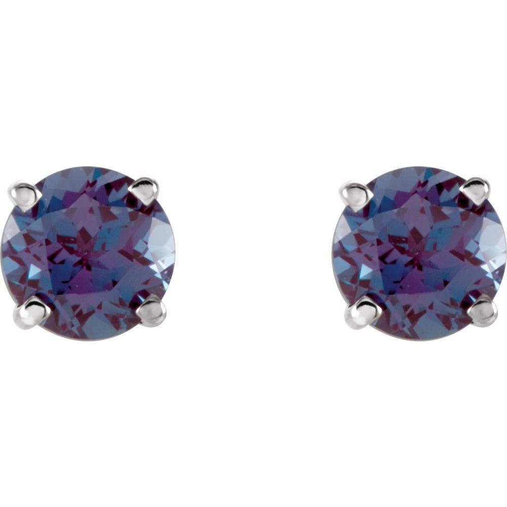 14k White Gold 5 mm Lab-Grown Alexandrite Stud Earrings