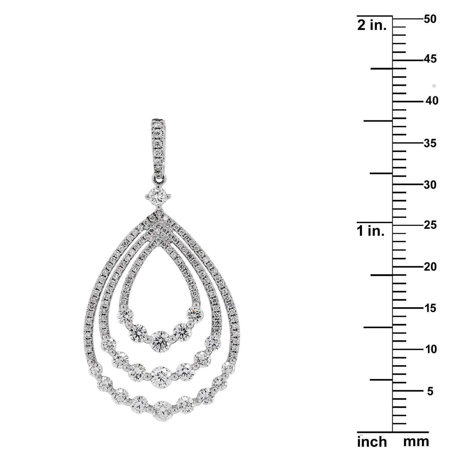 18k White Gold 1-3/8ct TDW White Diamond Concentric Pear Shape Pendant Necklace