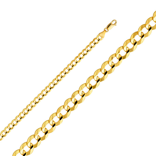 14k Yellow Gold 5.7mm Light Cuban Men's Chain Necklace