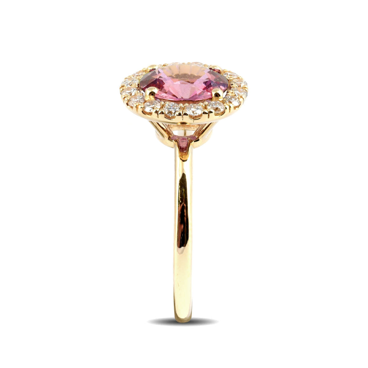 14K Yellow Gold 2.24 TGW Pink Sapphire and White Diamonds One-of-a-Kind Ring