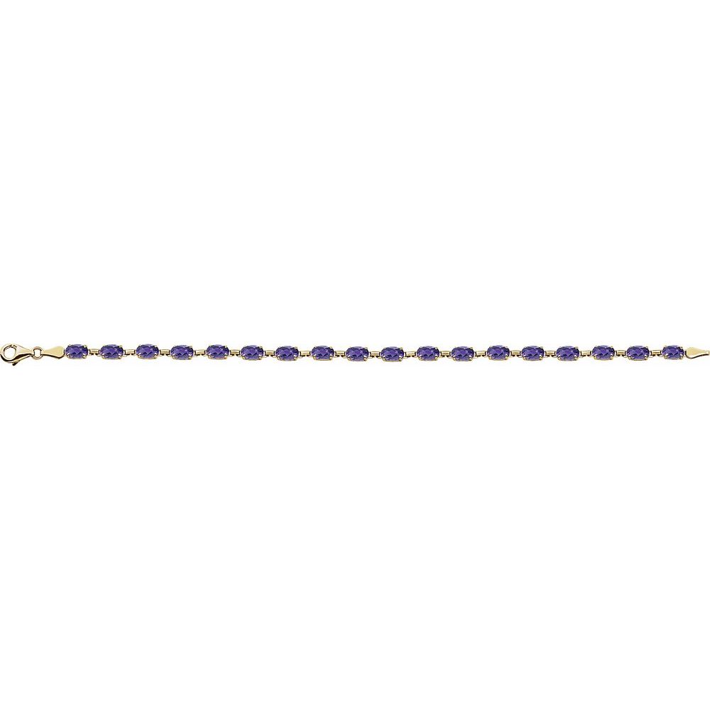 14k Yellow Gold Natural Amethyst 7.25" Bracelet