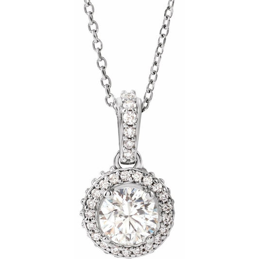 14k White Gold 1 CTW Natural Diamond 18" Necklace