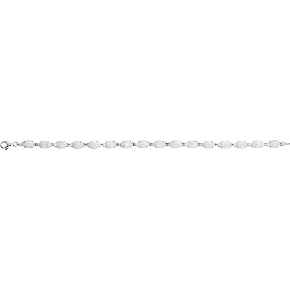 14k White Gold Lab-Grown White Opal Line 7" Bracelet