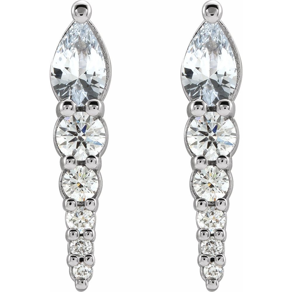 14k White Gold Natural White Sapphire & 1/4 CTW Natural Diamond Earrings