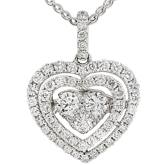 18k White Gold 5/8ct TDW White Diamond Cluster Heart Pendant Necklace