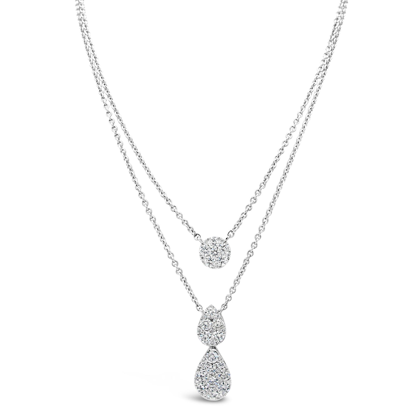 18k White Gold 5/8ct TDW White Diamond Double Pendant Necklace