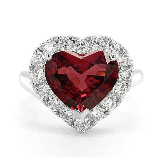 18k White Gold 3.77ct TGW Red Spinel and Diamond One-of-a-Kind Ring