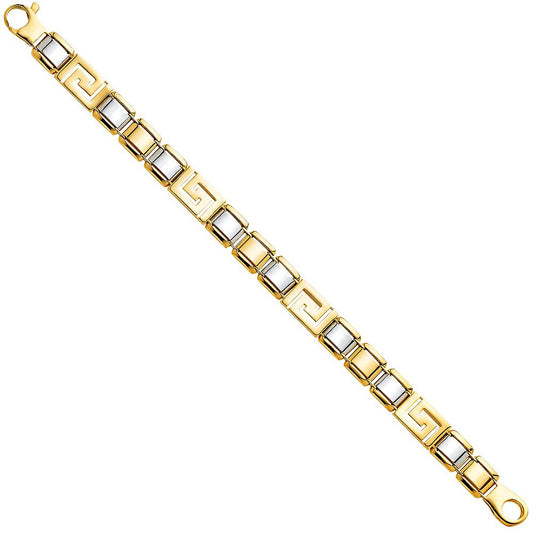 14K Two-tone Gold Greek-Key 8.25" Men's Bracelet
