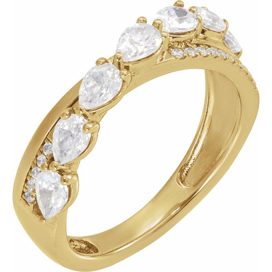 14K Yellow Gold 1 1/8 CTW  Natural Diamond Anniversary Ring