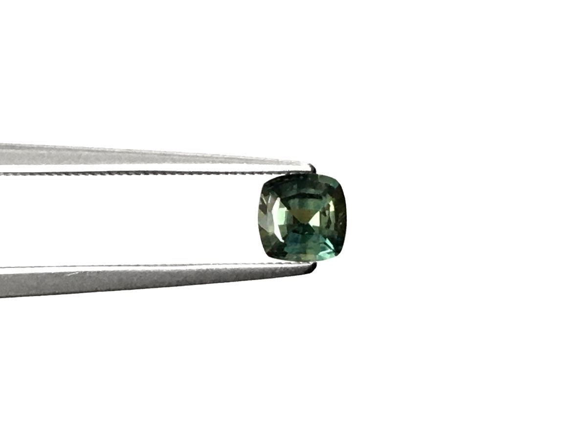 Natural Cushion-shape 0.67 carat Heated Teal Blue-Green Sapphire